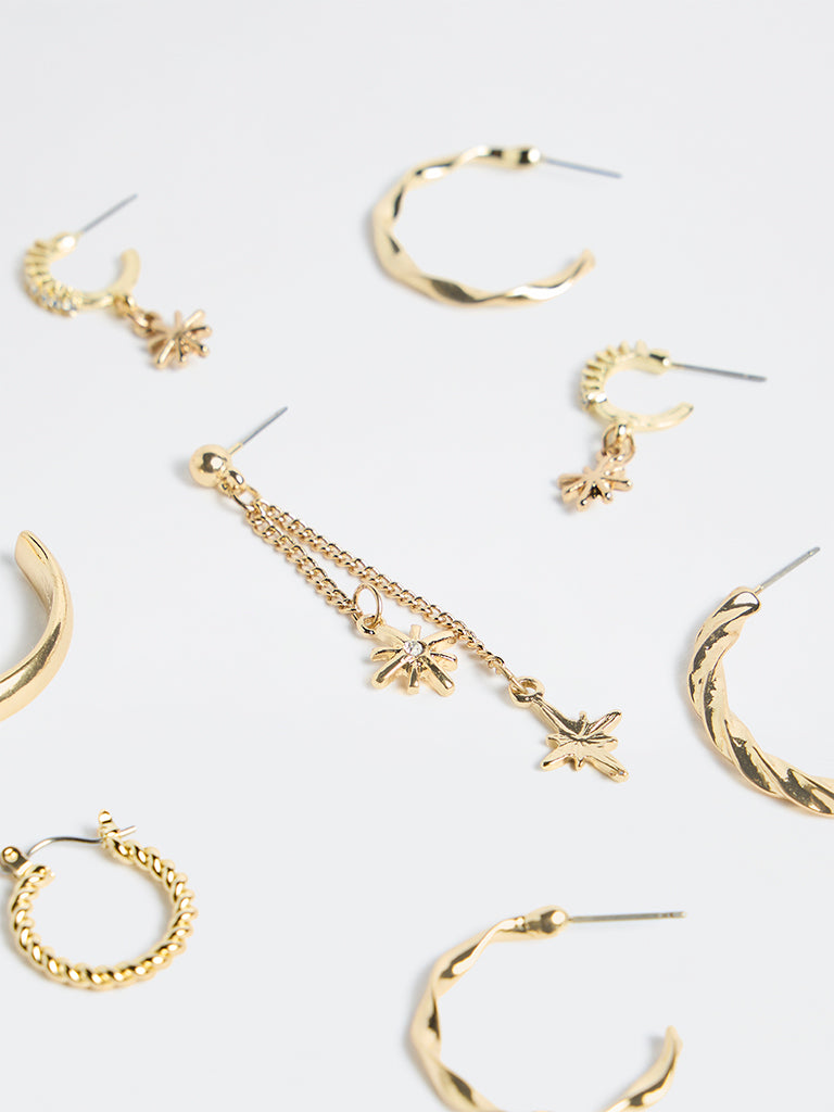 Westside Accessories Gold Fashion Hoop Earrings - Pack of 6