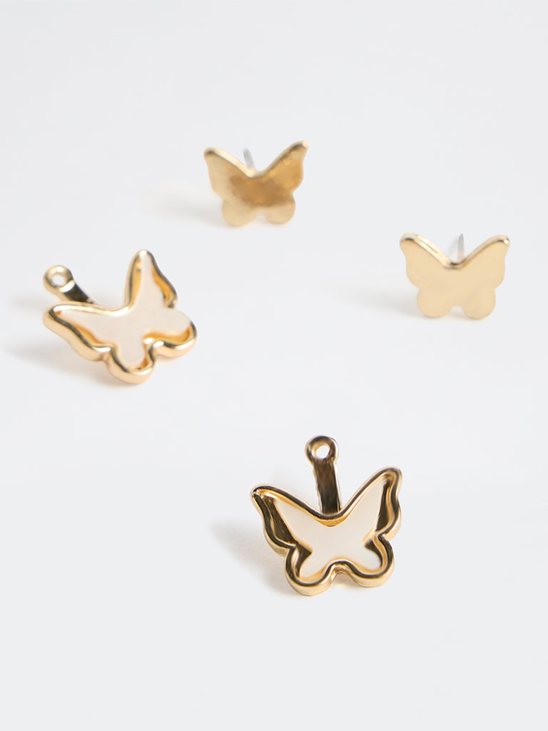 Westside Accessories White Butterfly Stud Earrings