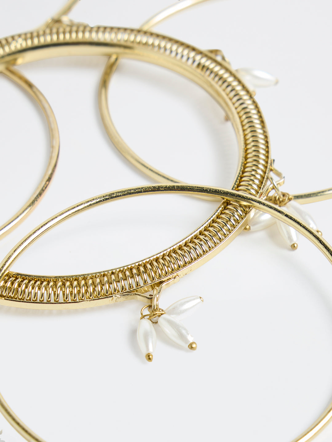 Westside Accessories Gold Rice Pearl Bangles - Pack of 9