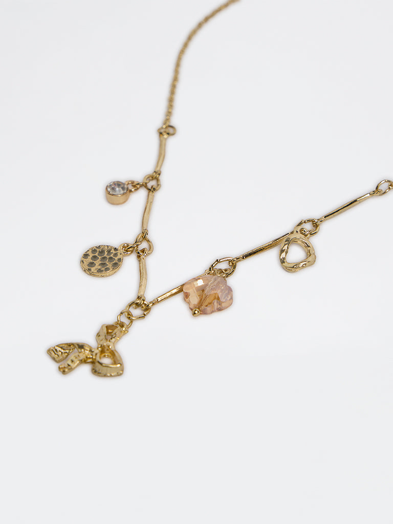 Westside Accessories Gold Charm Detailed Gold Necklace