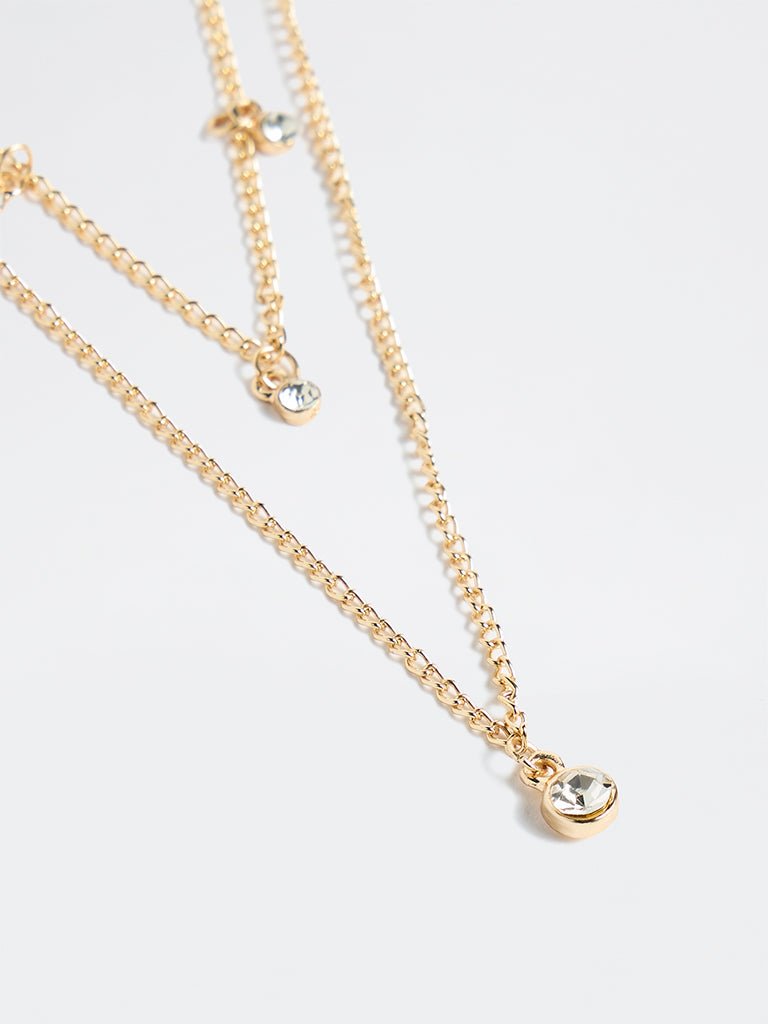 Westside Accessories Gold Stone Charm Necklace - Pack of 2