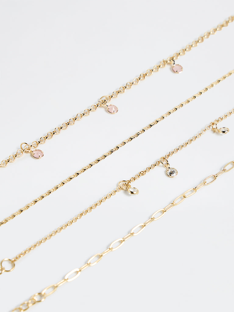 Westside Accessories Gold Stone Charm Bracelets - Pack of 3