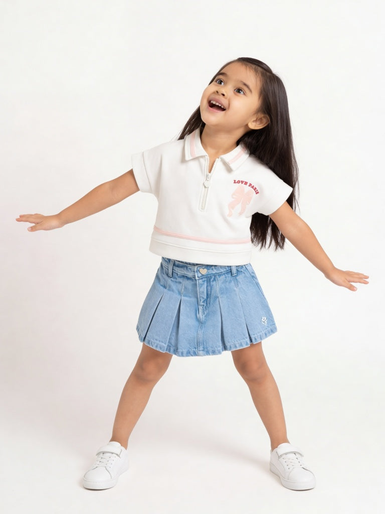 Buy HOP Kids Girls Blue Washed High-Rise Denim Skorts from Westside