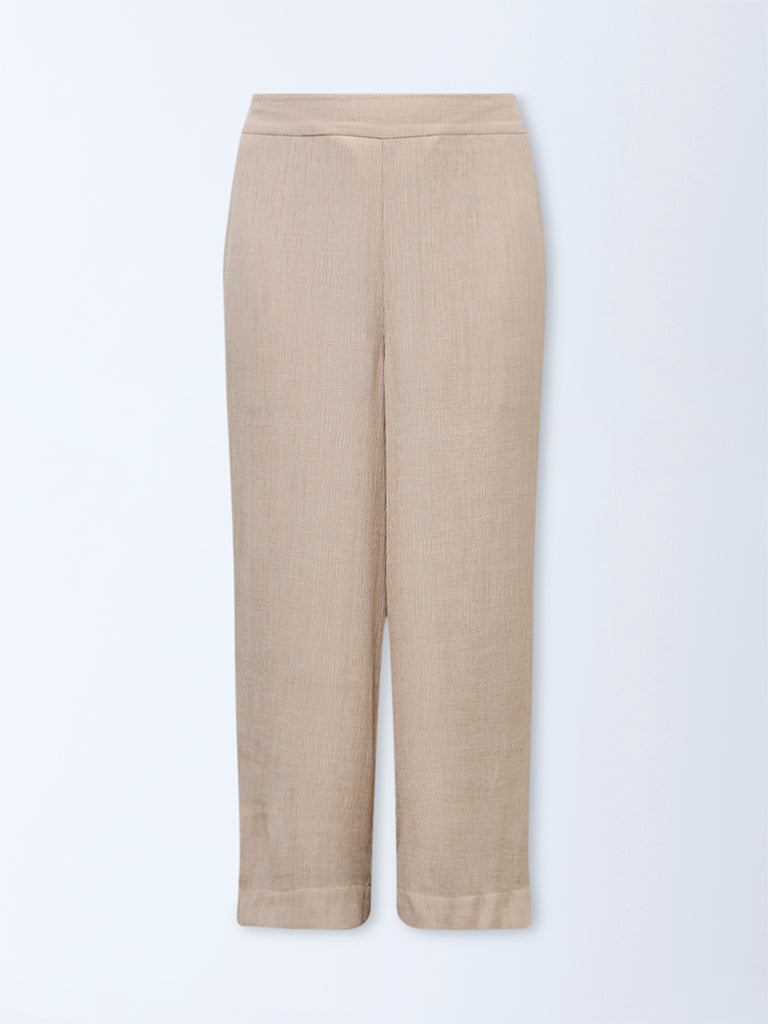 Diza Beige Textured Pants