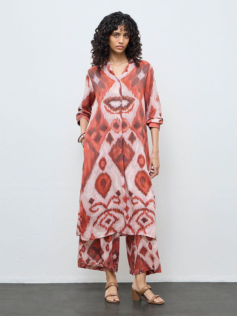 Buy Utsa Light Pink Printed A-Line Kurta from Westside