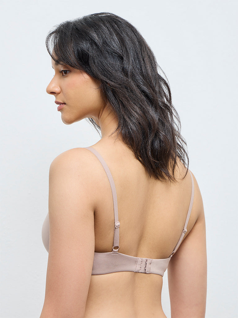 Wunderlove Beige Cotton-Blend Padded Bra