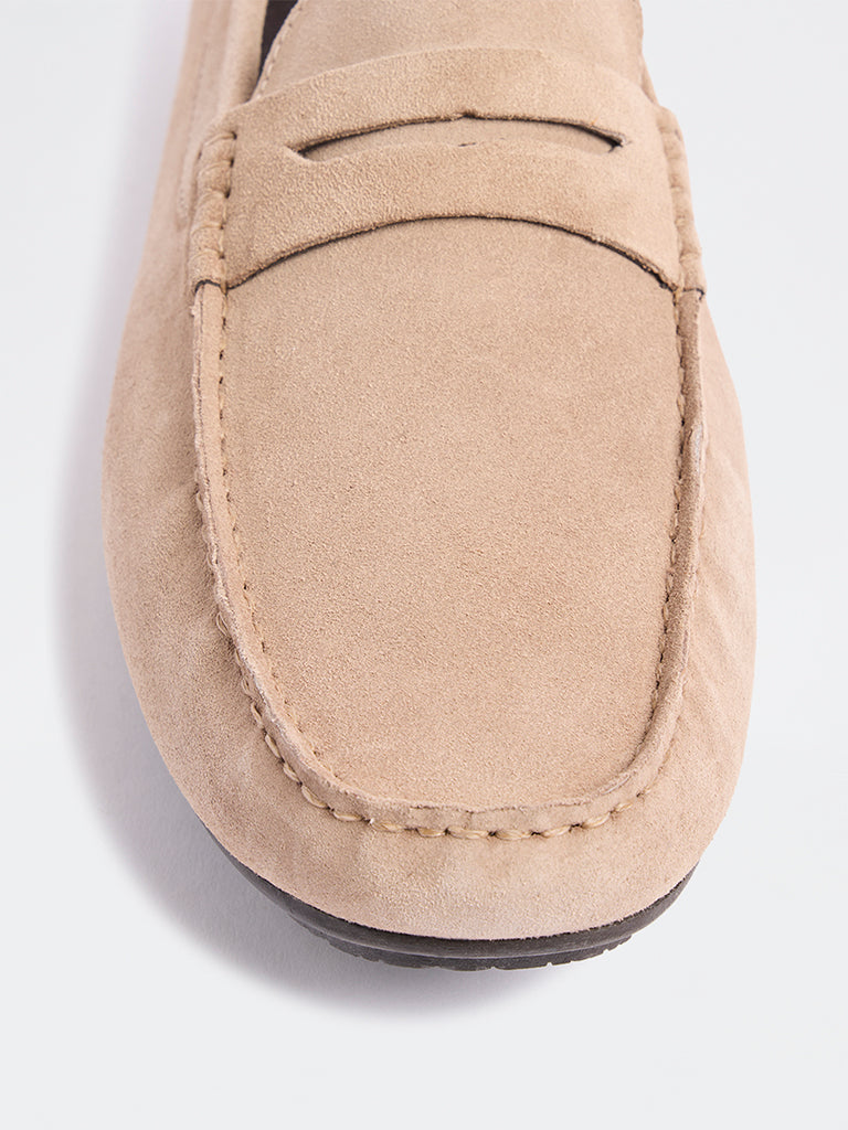 SOLEPLAY Light Beige Penny Suede Loafers
