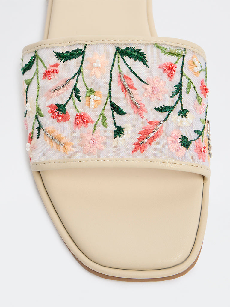 LUNA BLU Ivory Floral Detailed Slides