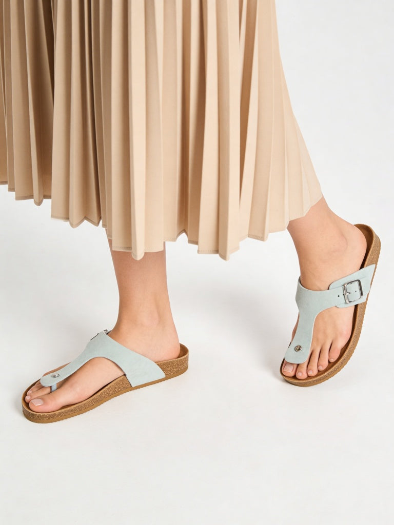 LUNA BLU Mint T-Strap Suede Sandals
