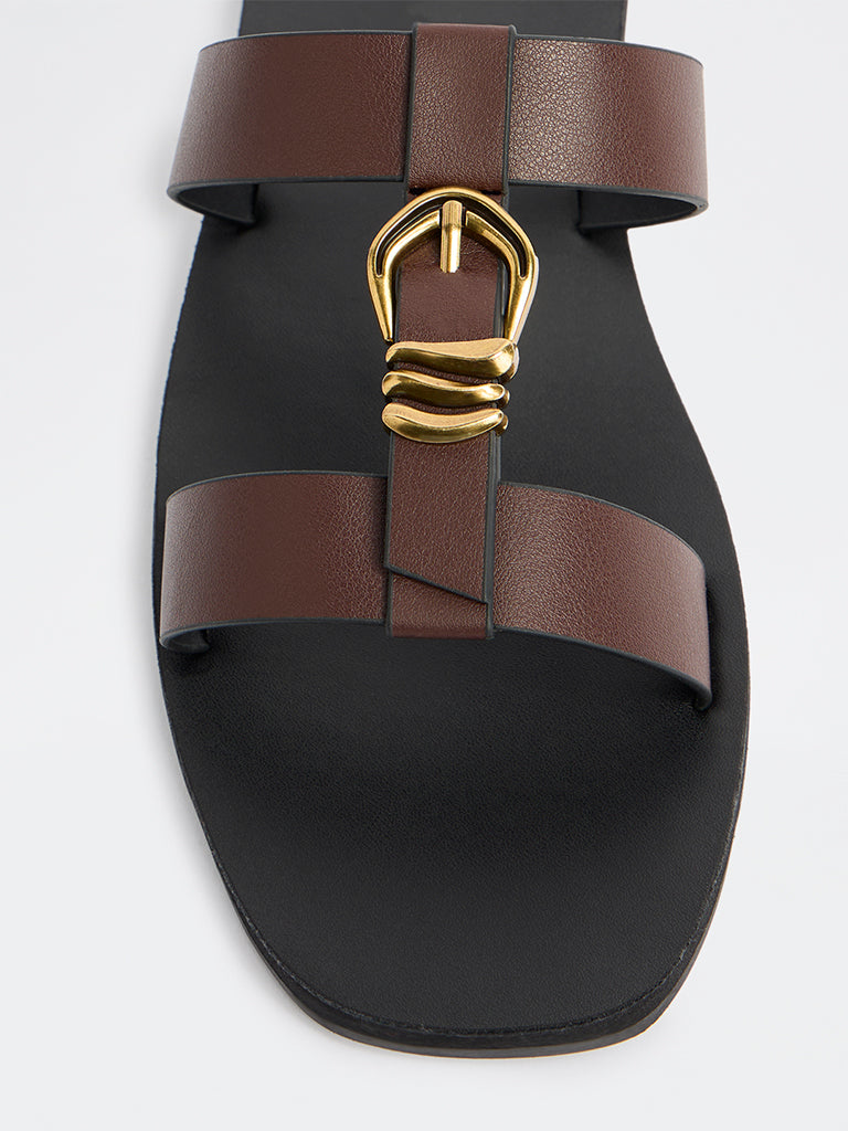LUNA BLU Burgundy Metallic Detailed Slides