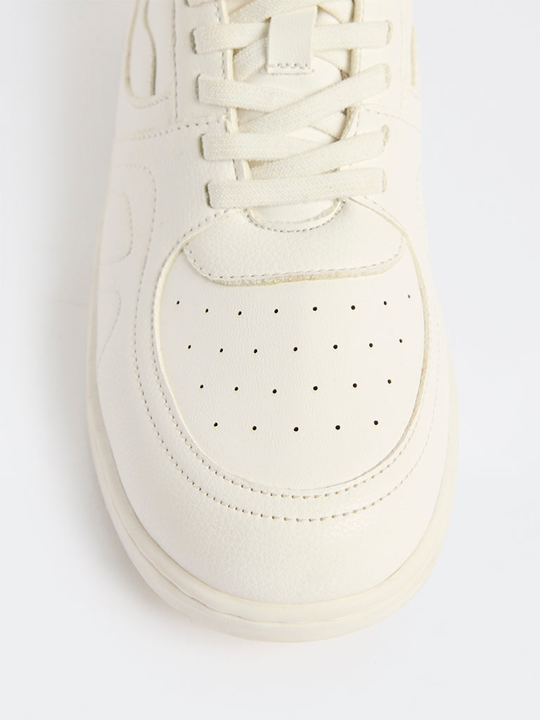 Yellow White Perforated High-Top Sneakers