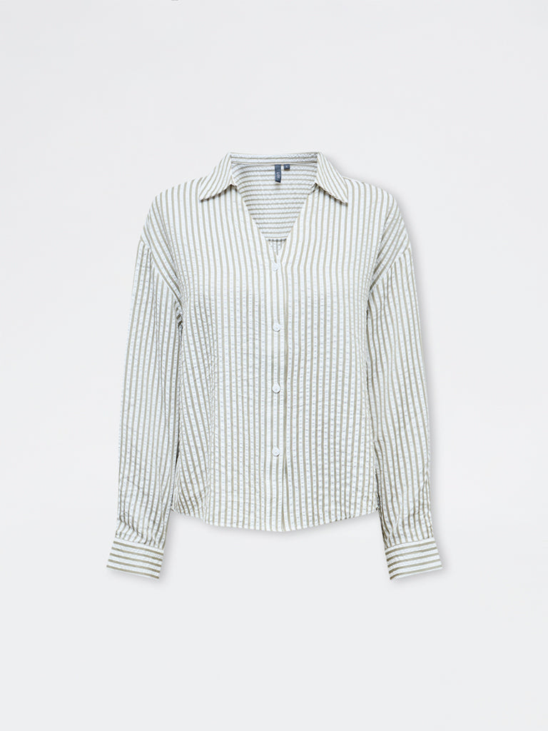 LOV Olive Striped Shirt
