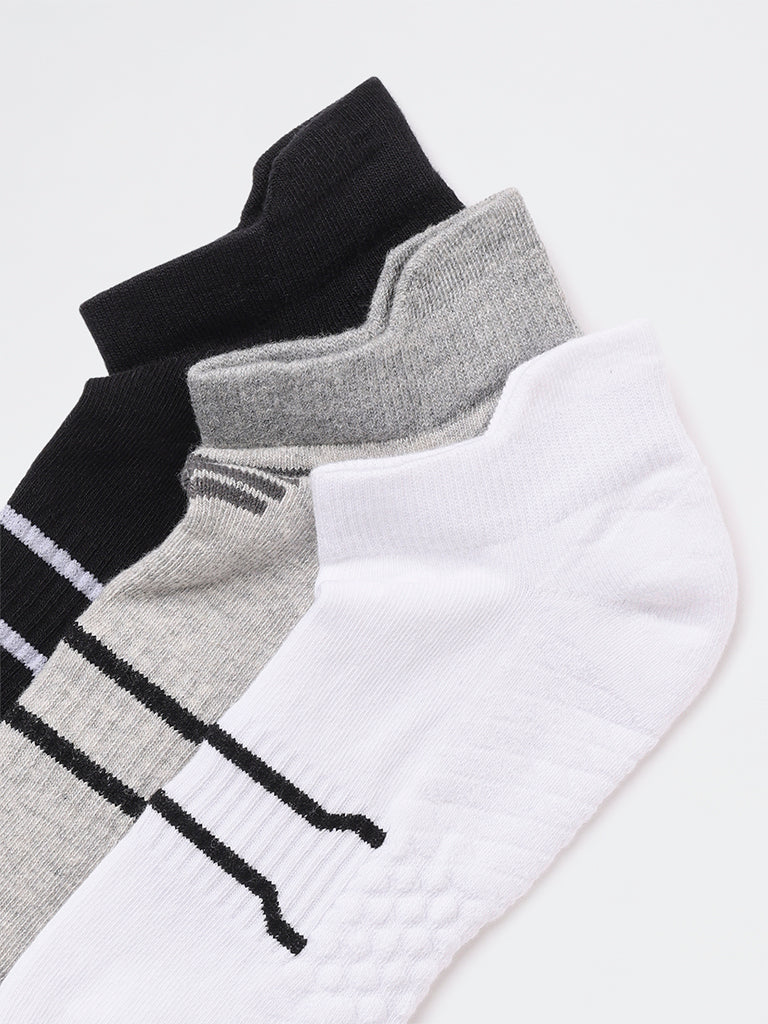 WES Lounge Grey Cotton-Blend Socks - Pack of 3