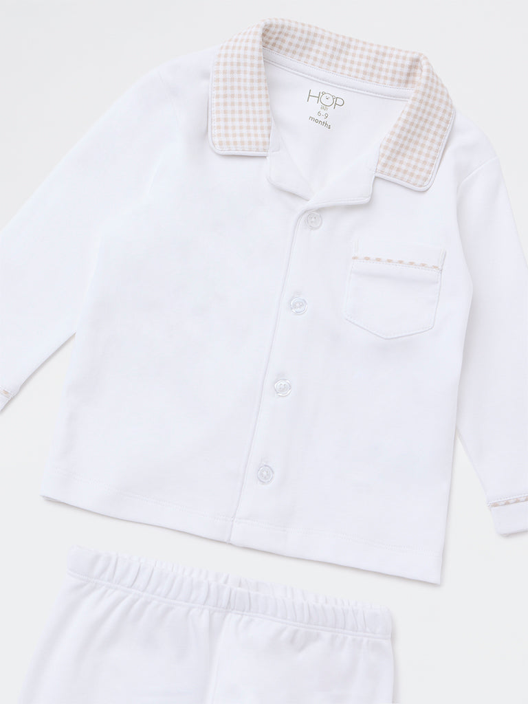 HOP Baby Boys Off-White SUPIMA Cotton Shirt and Pants Set