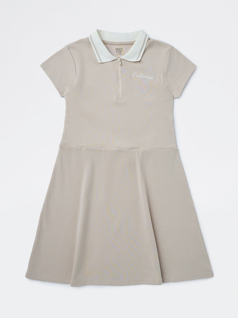 Buy Y&F Kids Girls Beige Text Design Cotton-Blend Tennis Dress from Westside Buy Y&F Kids Girls Beige Text Design Cotton-Blend Tennis Dress from Westside
