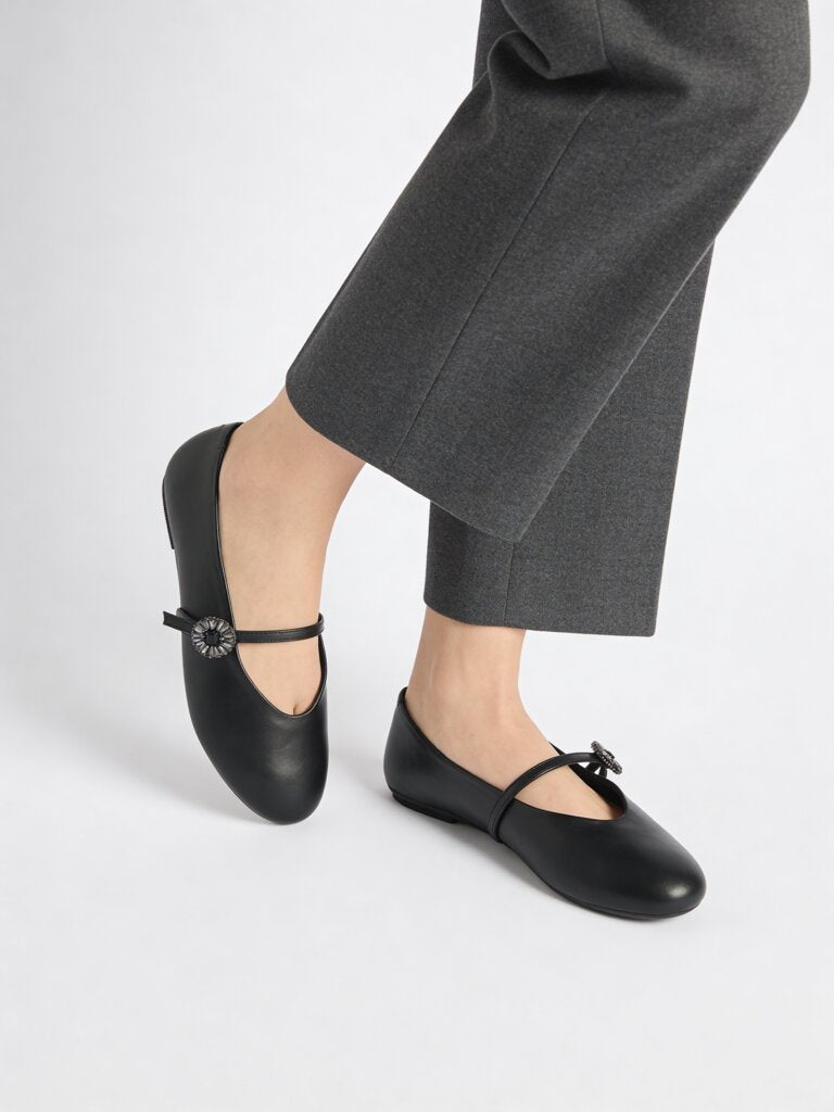 LUNA BLU Black Embellished Mary Jane Shoes