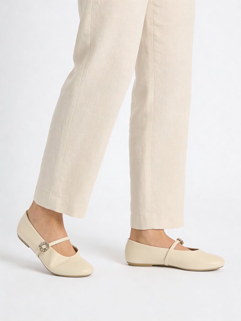 LUNA BLU Ivory Embellished Mary Jane Shoes