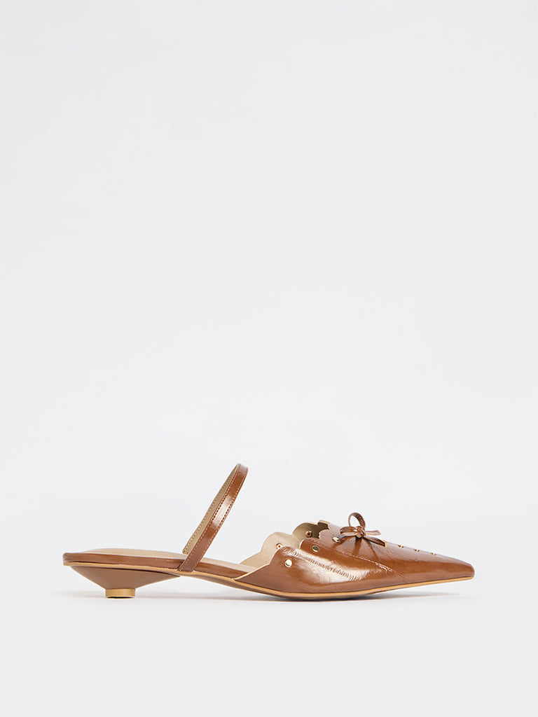 LUNA BLU Brown Pointed Toe Mules