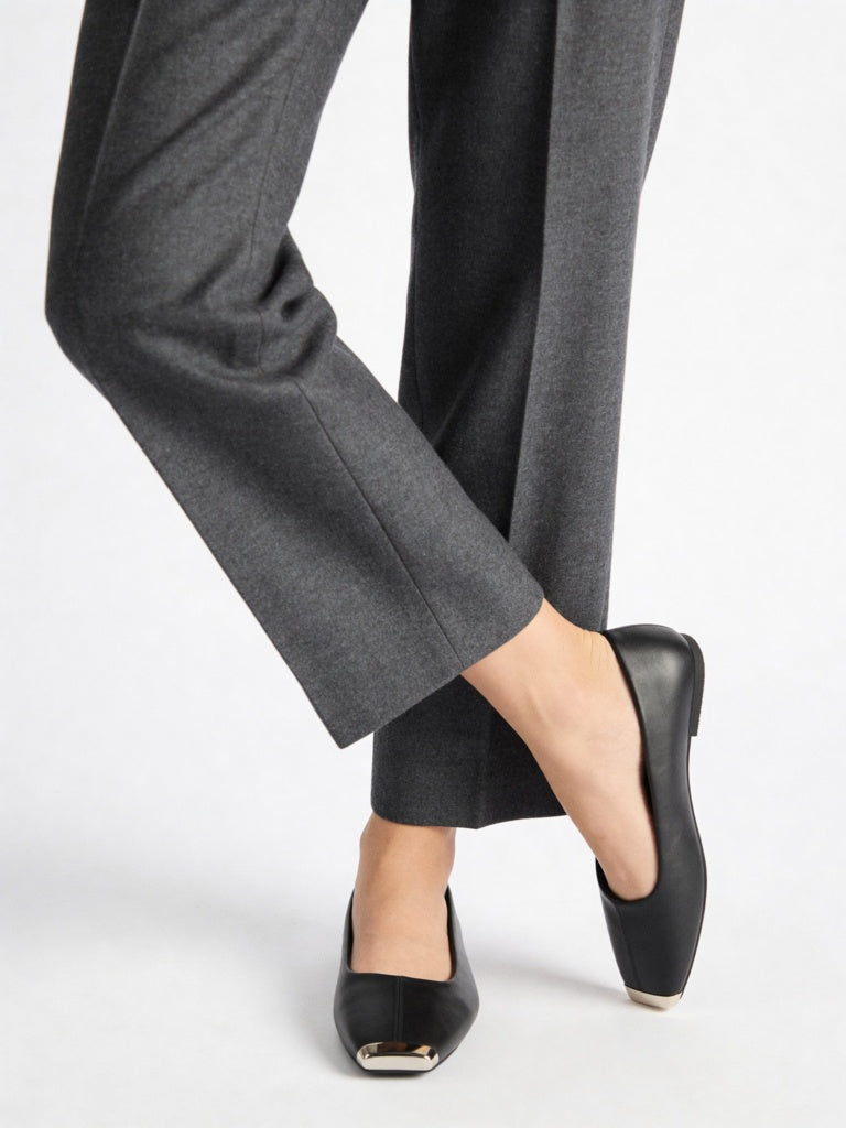 LUNA BLU Black Top Square Toe Loafers