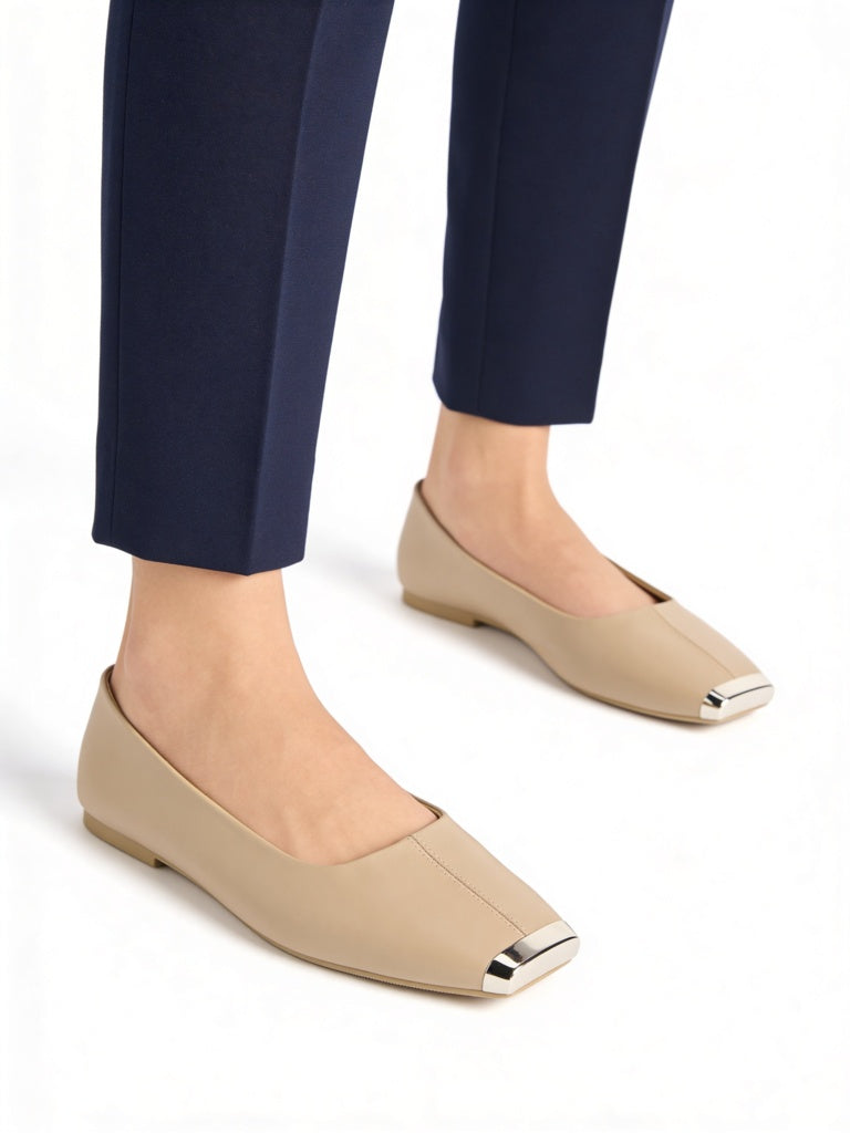LUNA BLU Taupe Top Square Toe Loafers
