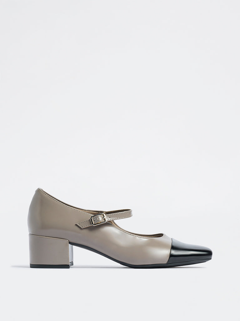 Buy LUNA BLU Taupe Colour-Block Mary Jane Shoes from Westside