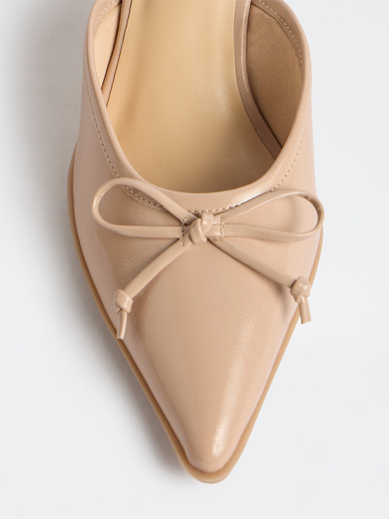 LUNA BLU Blush Solid Bow-Detailed Mules