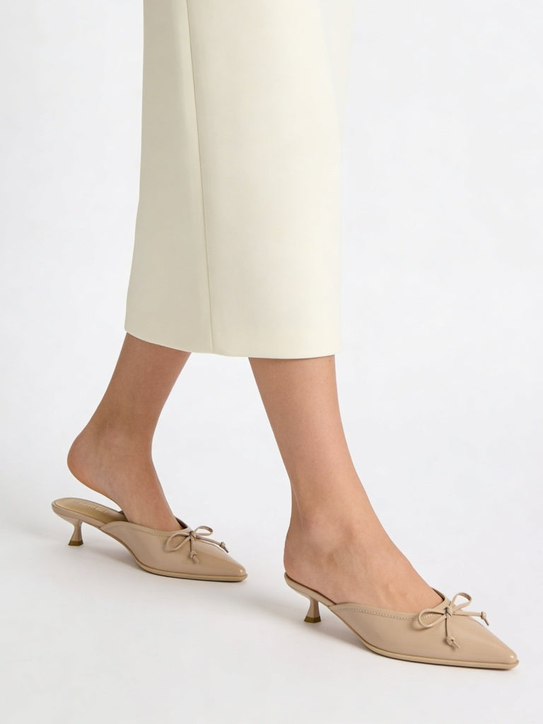 LUNA BLU Blush Solid Bow-Detailed Mules