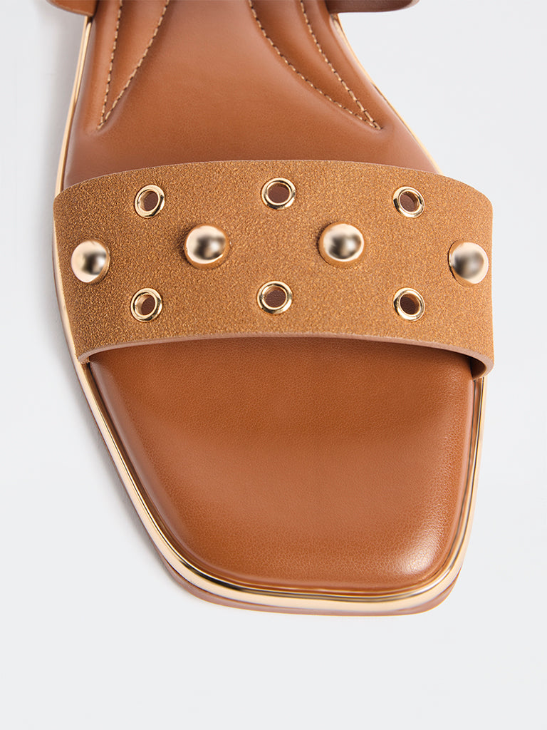 LUNA BLU Tan Metallic Detailed Slides