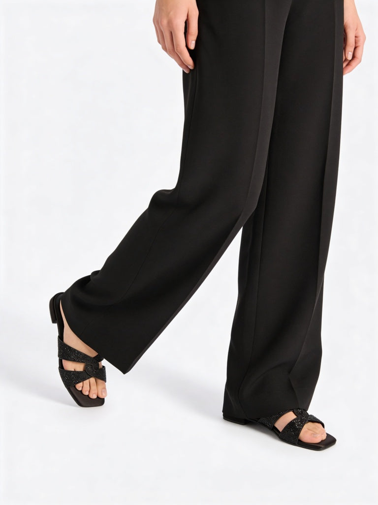 LUNA BLU Black Embellished Sandals