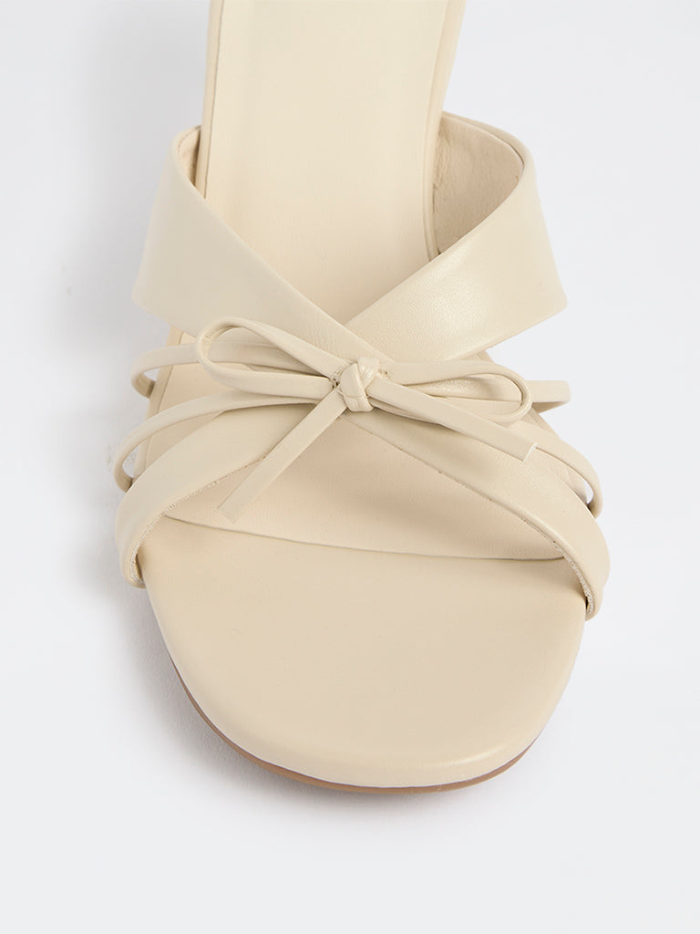 LUNA BLU Ivory Multi-Strap Bow-Detail Heel-Sandals