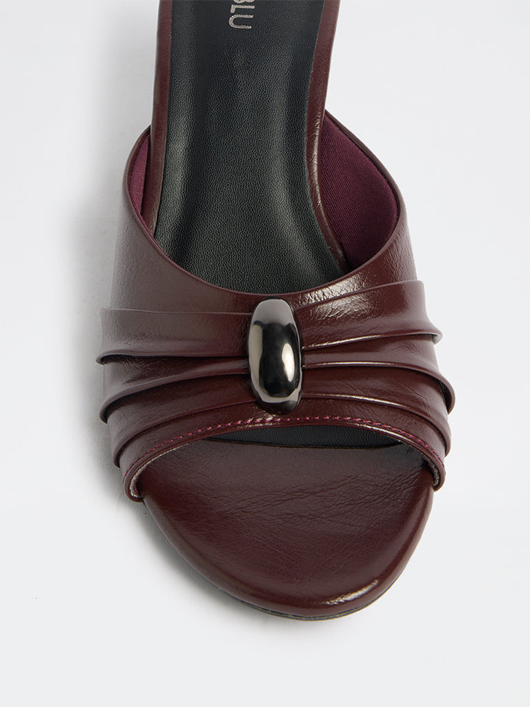 LUNA BLU Burgundy Metallic Design Wedge Sandals