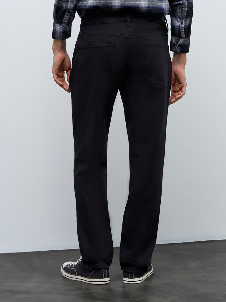WES Casuals Black Slim-Fit Mid-Rise Jeans
