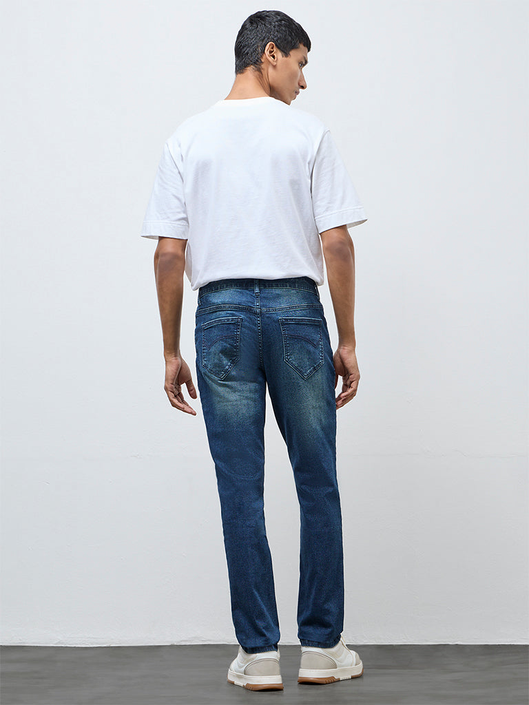 Nuon Blue Faded Hendrix Slim-Fit Mid-Rise Denim Jeans