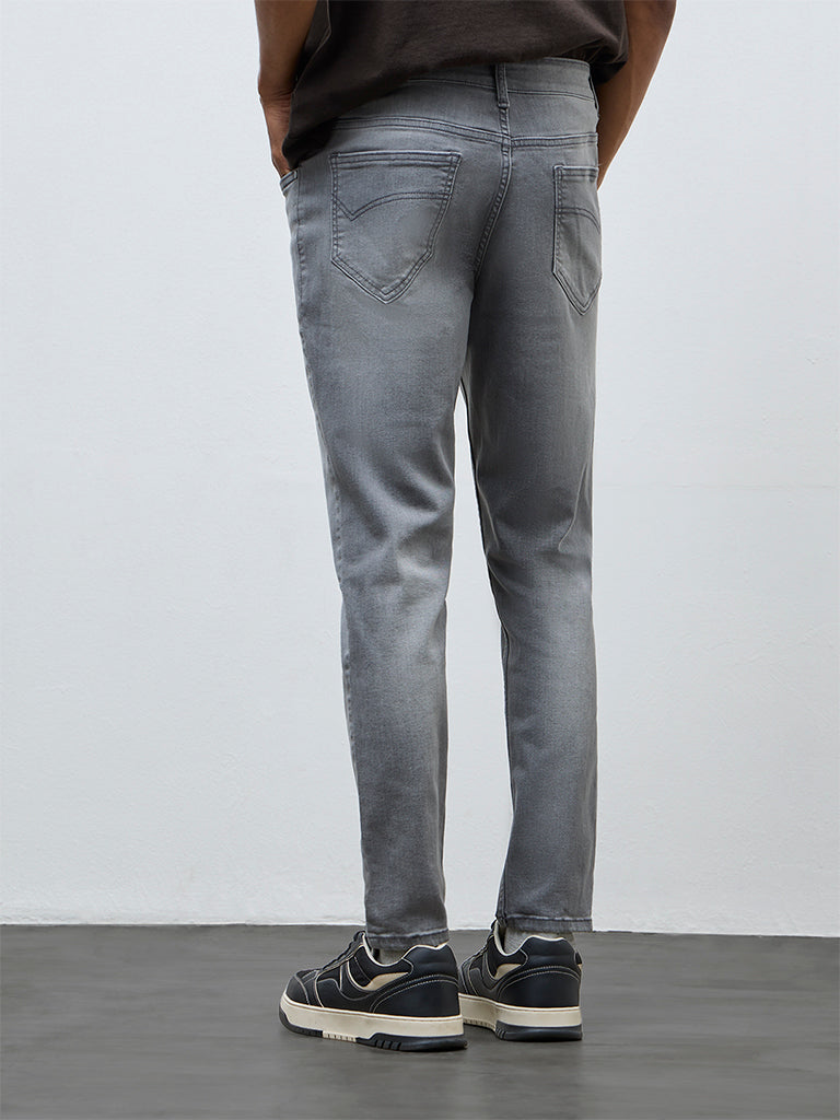 Nuon Grey Faded Rodeo Slim-Fit Mid-Rise Jeans