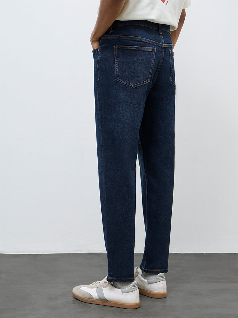 Nuon Dark Blue Slim Crop-Fit Mid-Rise Jeans