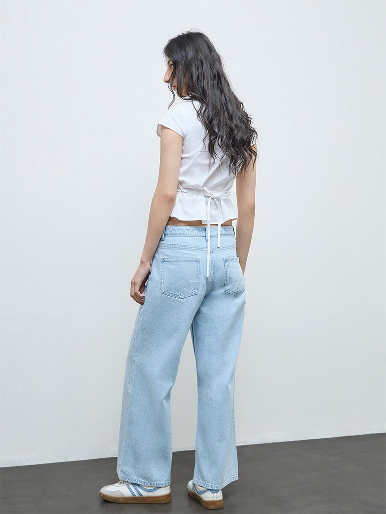 Nuon Light Blue High-Rise Cotton Jeans