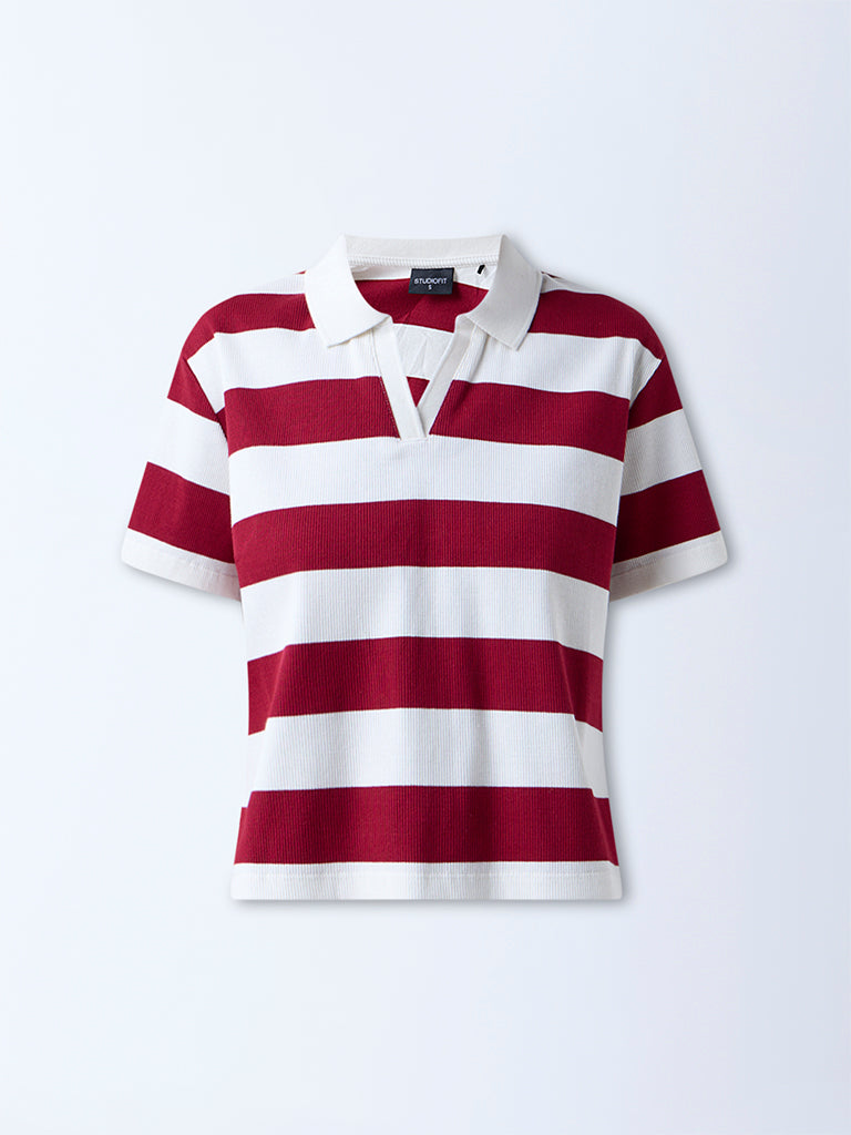 Studiofit Multicolour Striped Cotton-Blend T-Shirt