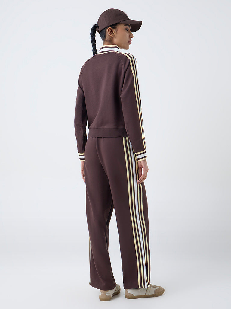 Studiofit Dark Brown Striped High-Rise Pants