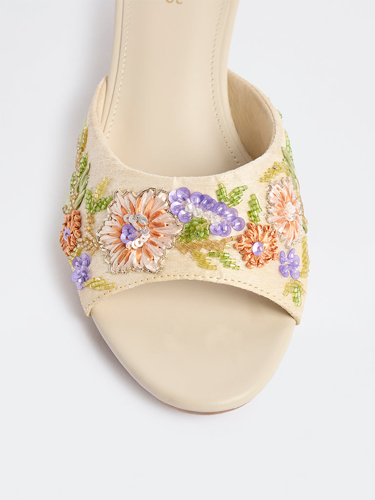 LUNA BLU Multicolour Floral Embellished Sandals