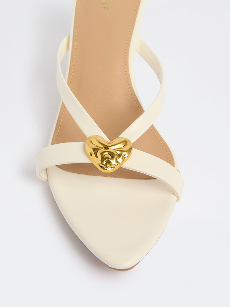 LUNA BLU White Heart-Detailed Heel-Sandals