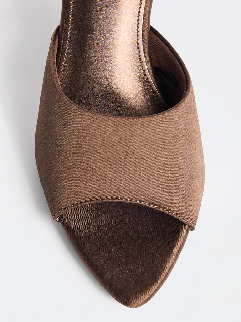 LUNA BLU Brown Mule Heel Sandals