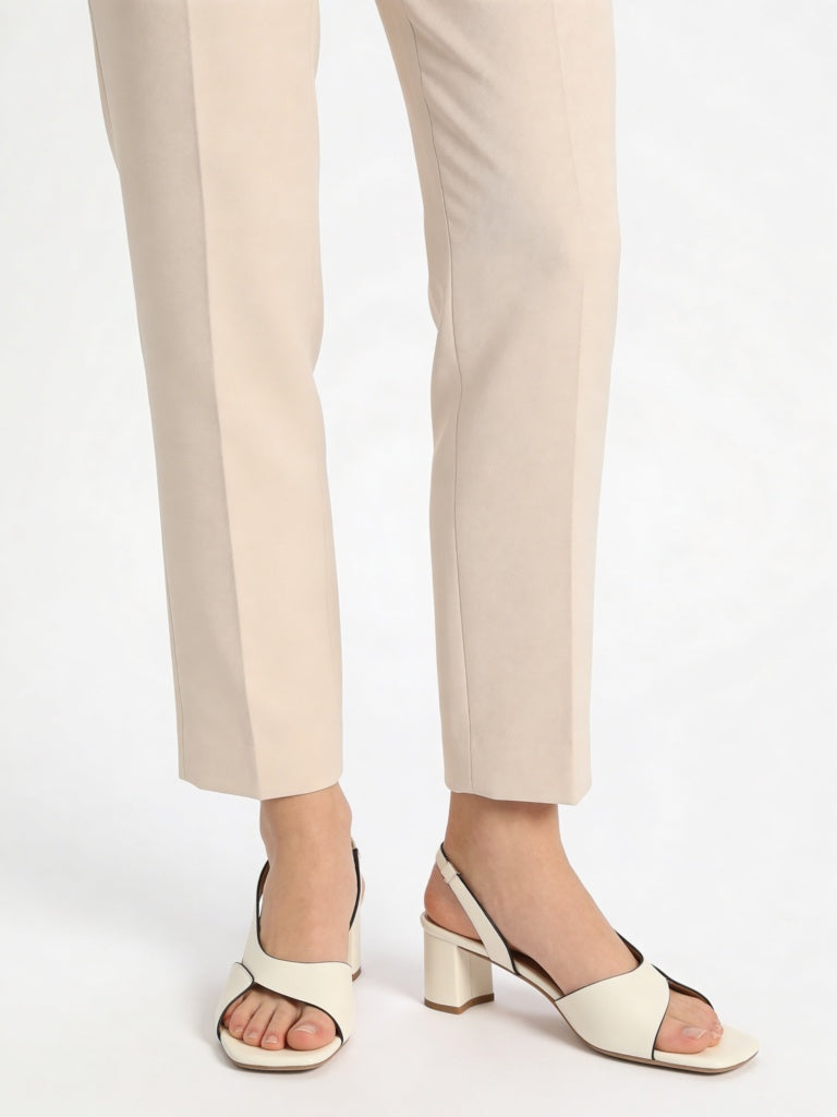 LUNA BLU White Asymmetric Block-Heel Sandals