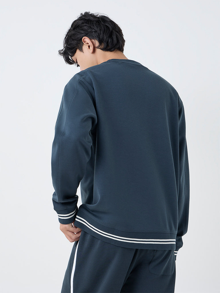 Studiofit Dark Teal Text Design Relaxed-Fit Sweatshirt