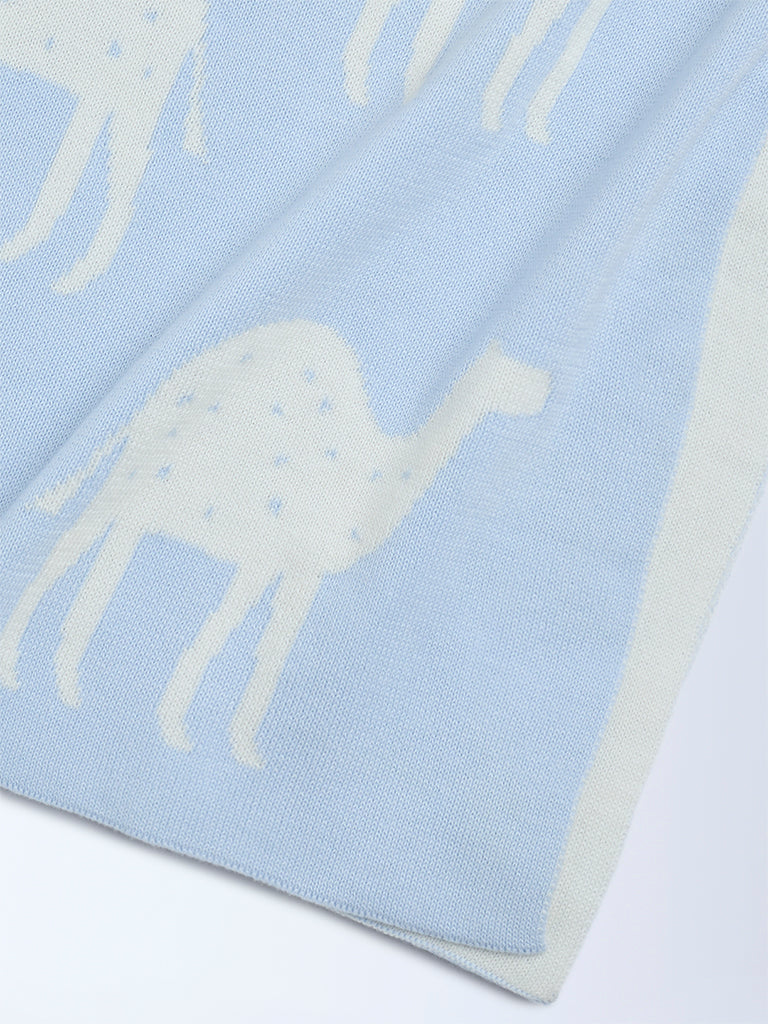 HOP Baby Boys Blue Animal Printed Cotton Blanket