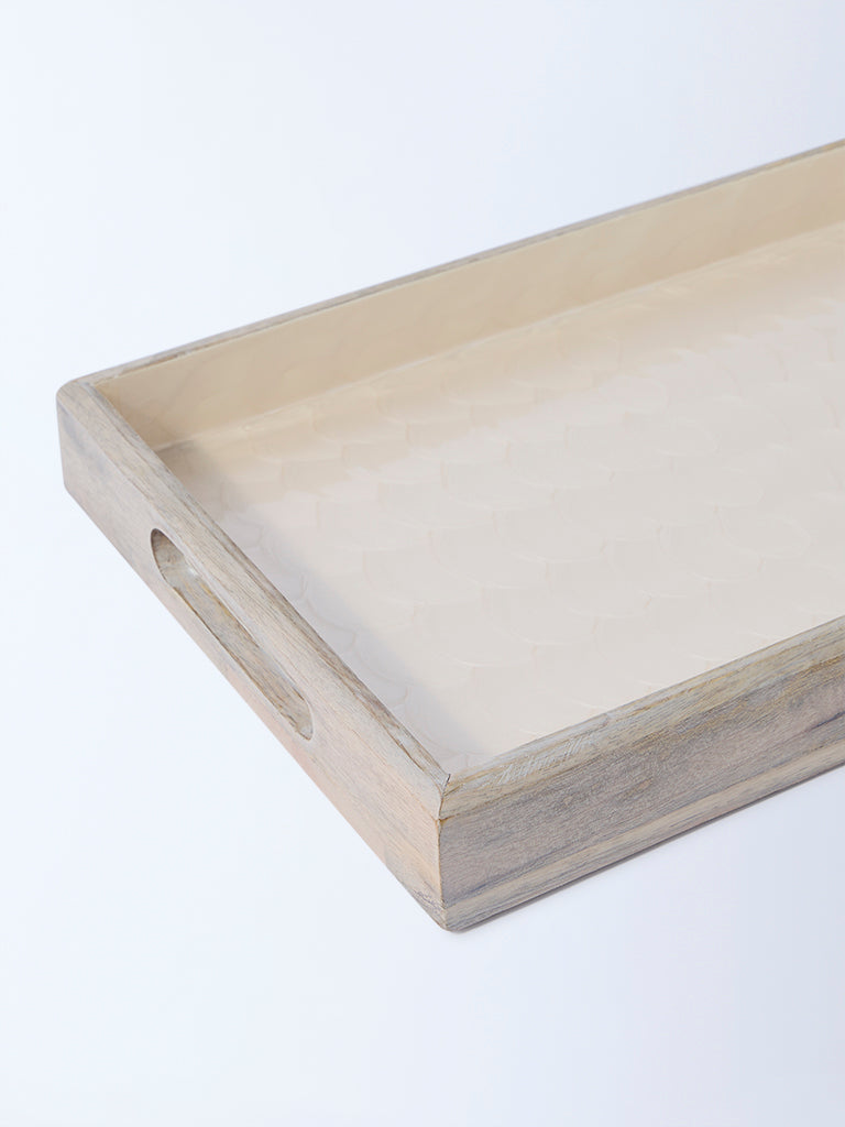 Westside Home Beige Shell-Detailed Enamel Tray
