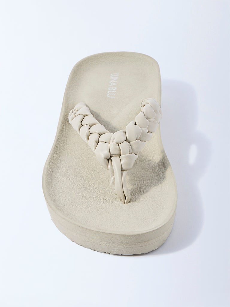 LUNA BLU Ivory Braided Comfort Flip-Flops