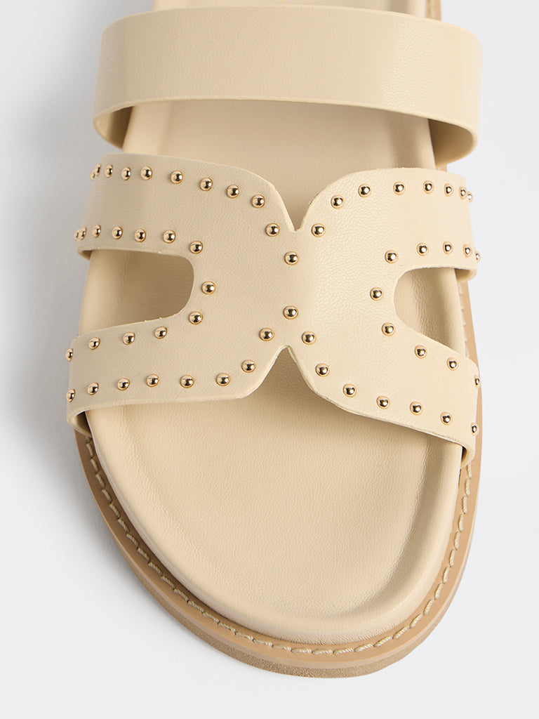 LUNA BLU Ivory Stud Detailed Comfort Sandals