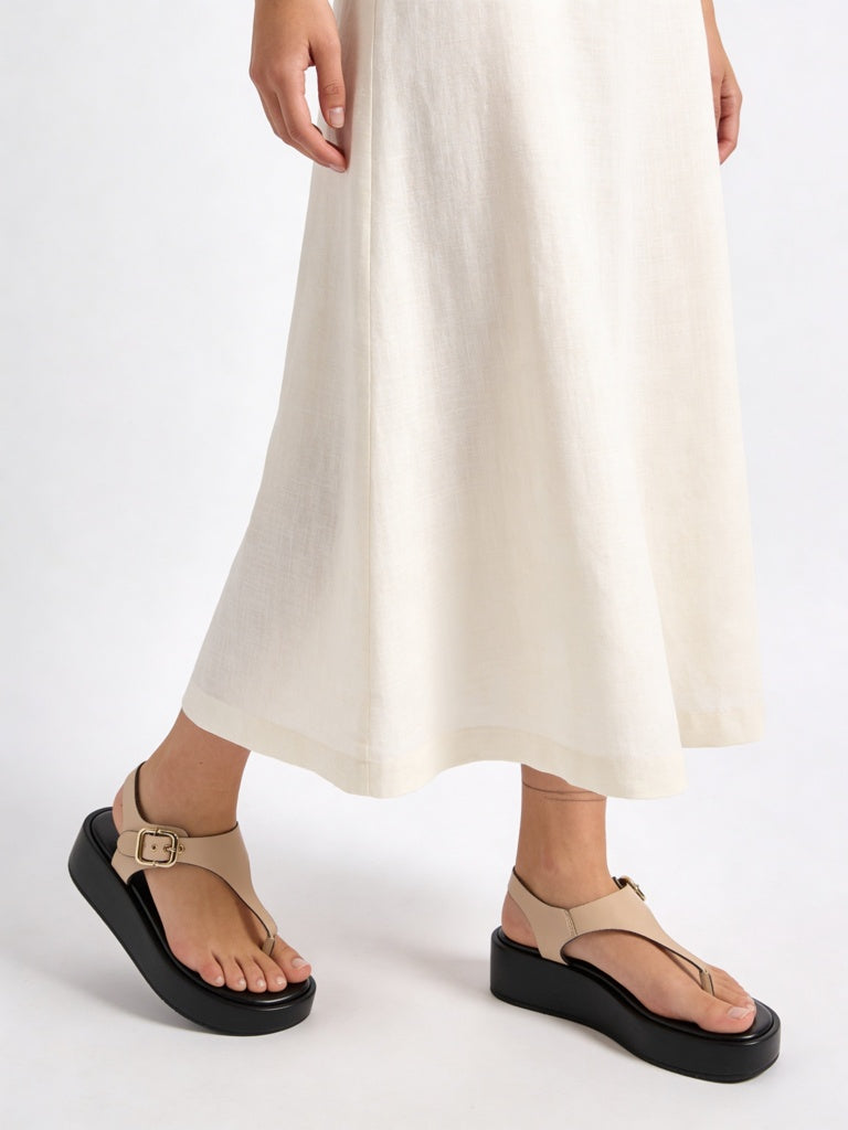 LUNA BLU Taupe Thong-Strap Sandals