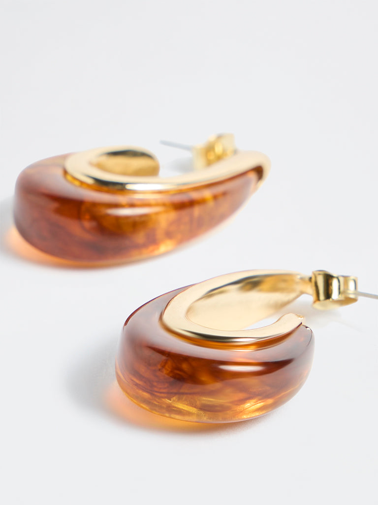 Westside Accessories Brown Statement Resin Hoop Earrings