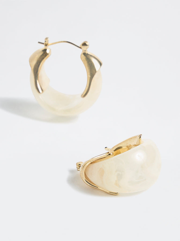 Westside Accessories Off-White Resin Hoop Earrings